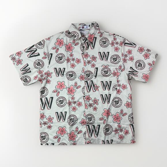 Washington Nationals Cherry Blossom Hawaiian Shirt Mens M Aloha SGA Tropical DC - Picture 1 of 9